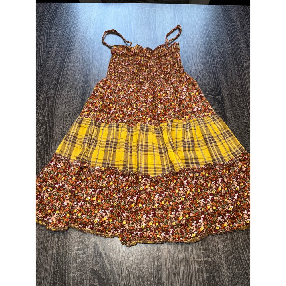 Mossimo Supply Co Smocked Floral Plaid Tiered Dress Size S‎